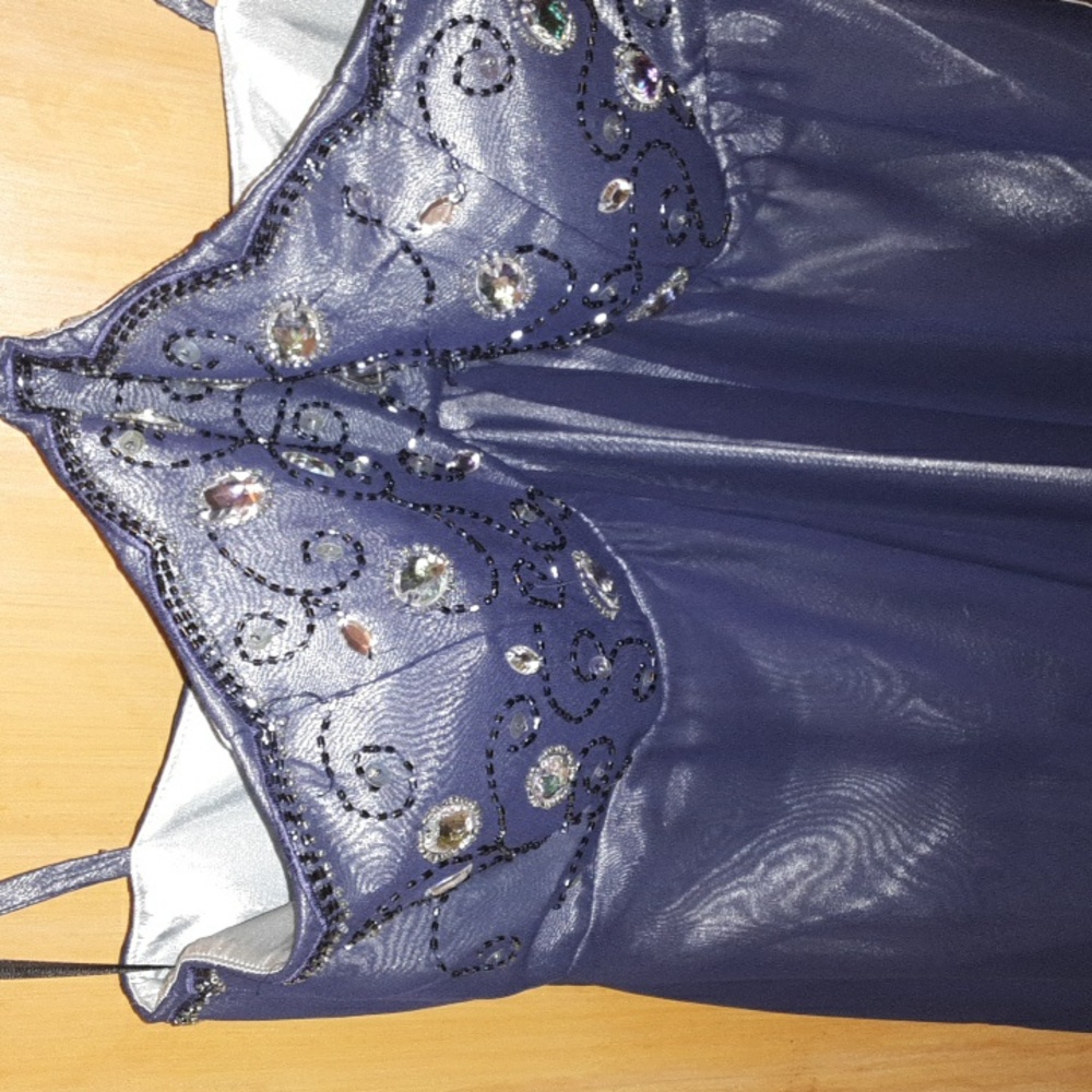 Ignite Evenings By Carol Lin size 14 navy blue lined dress - Picture 6 of 11
